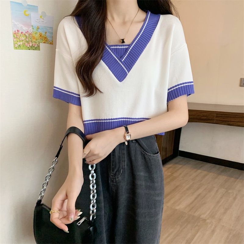 NZN Áo Thun Ngắn Tay Cổ Chữ v Thời Trang Dành Cho Nữ