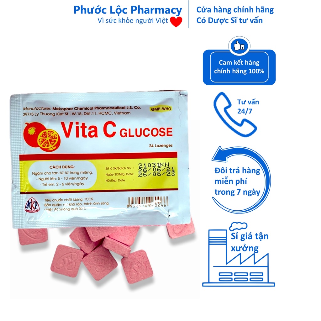 Kẹo Vitamin C gói. Vita C Glucose. Vitamin c cho bé.