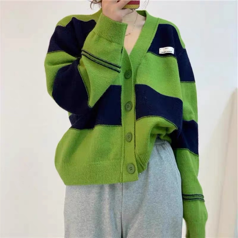 [SẴN] Áo Len Cardigan Mix&Match Navy Green (Kèm Video Và Ảnh Thật Tự Chụp) | BigBuy360 - bigbuy360.vn