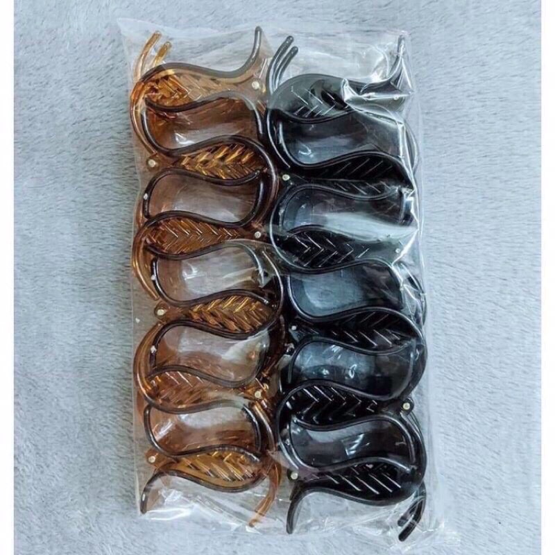 Set 12 kẹp càng cua 3r,5r nhựa bóng màu nâu và đen tiện lợi
