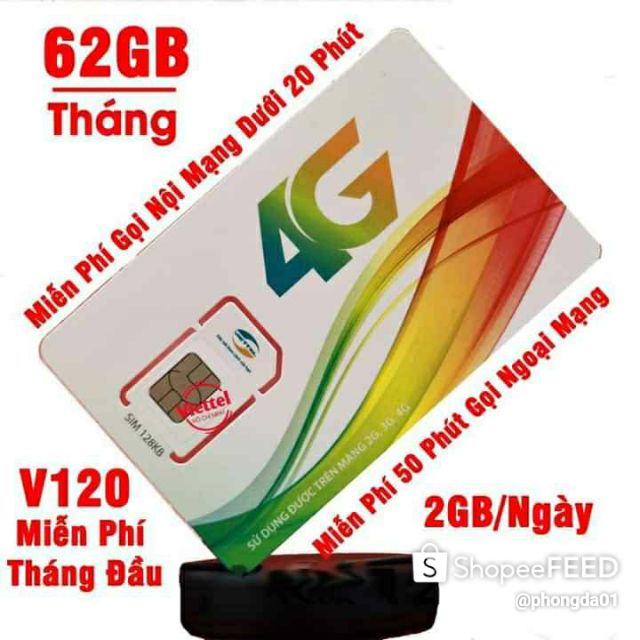Sim Viettel V120 giá 150k , sim 4G Viettel, sim ưu đãi Viettel