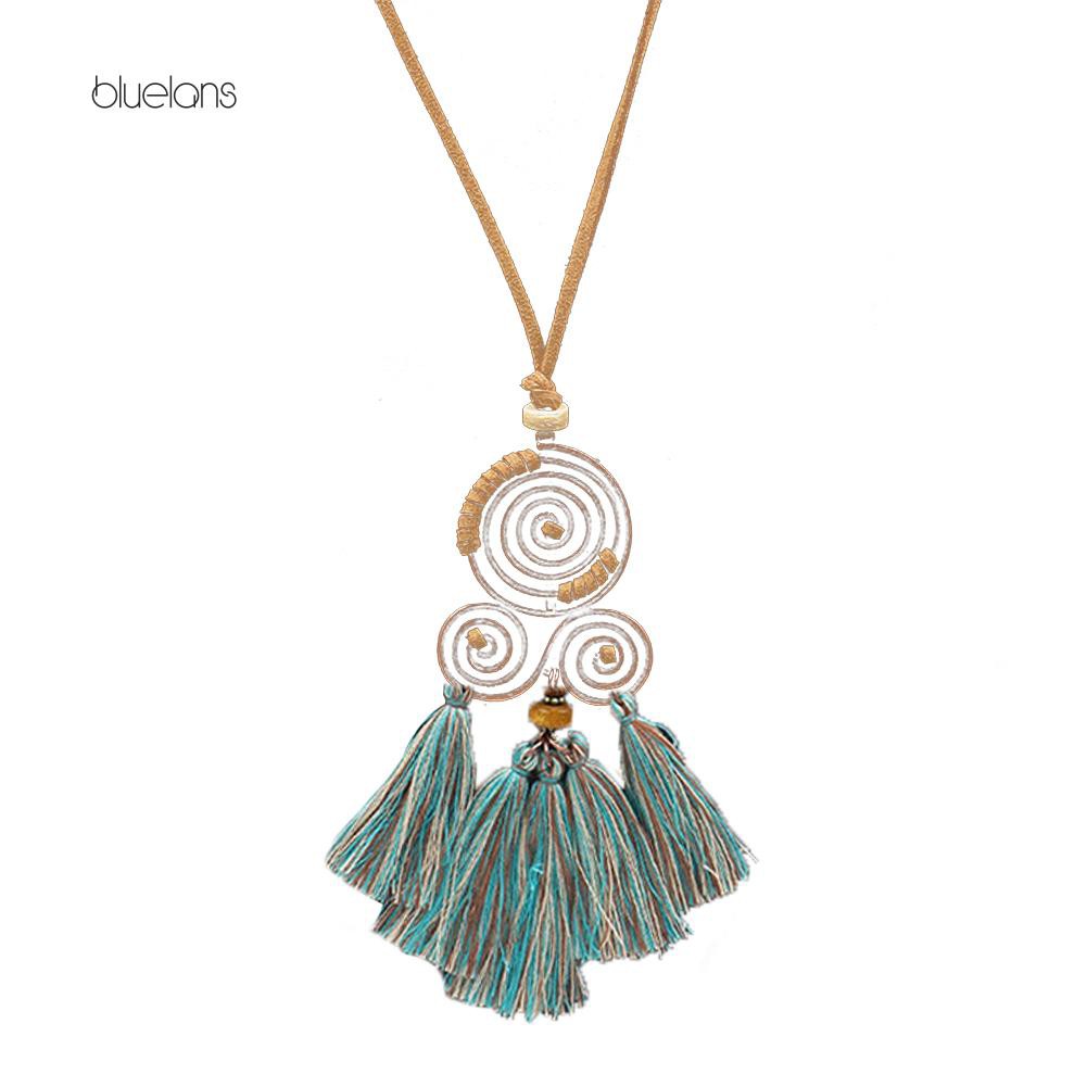 Vòng cổ Mặt Hình Xoắn Ốc Phối Tua Rua Phong Cách Bohemian Thời Trang Cho Nữ