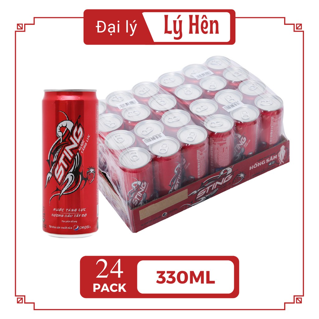 Thùng 24 Lon Nước Uống Tăng Lực Sting Dâu Tây Đỏ - Gold Rush Energy Drink Lon 330ml Date Luôn Mới