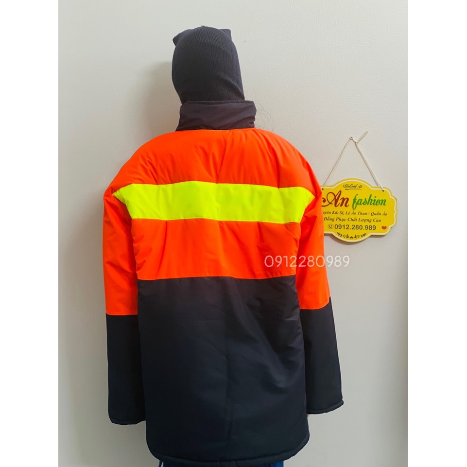 Áo bảo hộ dùng trong kho lạnh âm 35 độ có phản quang mặc siêu ấm_ Hình chụp thật