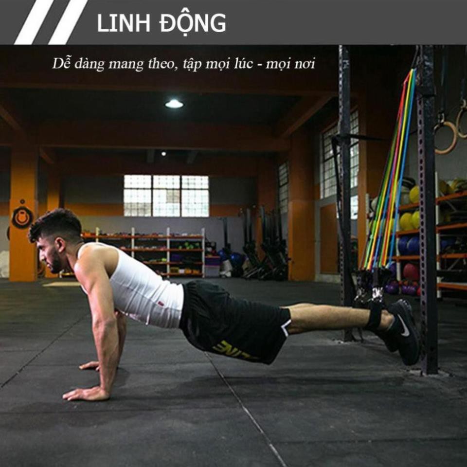 Bộ 5 dây ngũ sắc đàn hồi tập thể hình cao cấp - dụng cụ tập gym - thể thao