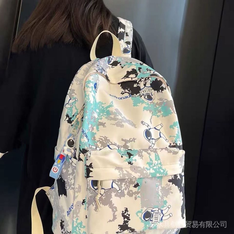 Schoolbag men's ins Japanese style trendy graffiti large capacity leisure backpack junior high school and high school versatile trendy cool backpack