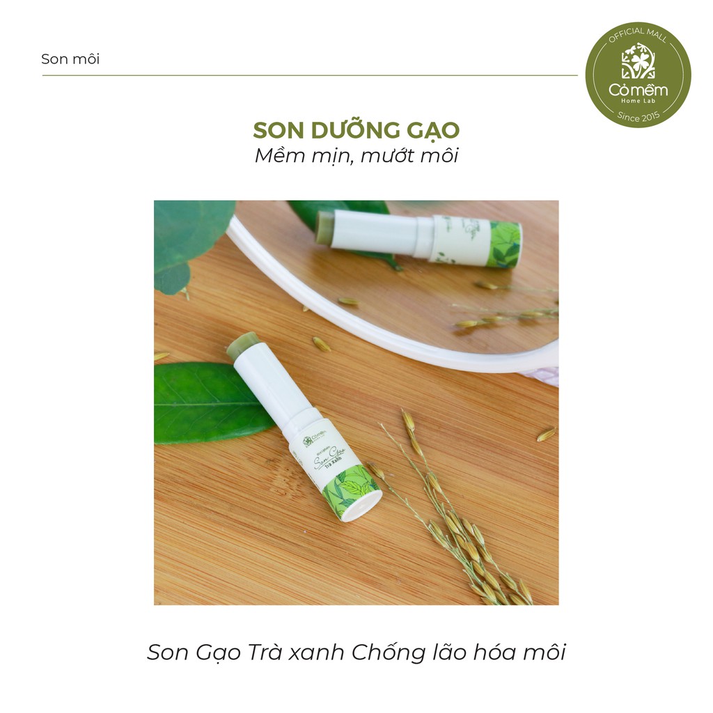 Son Dưỡng Không Màu Gạo Trà Xanh Chống Lão Hóa Môi Cỏ Mềm 3,6g