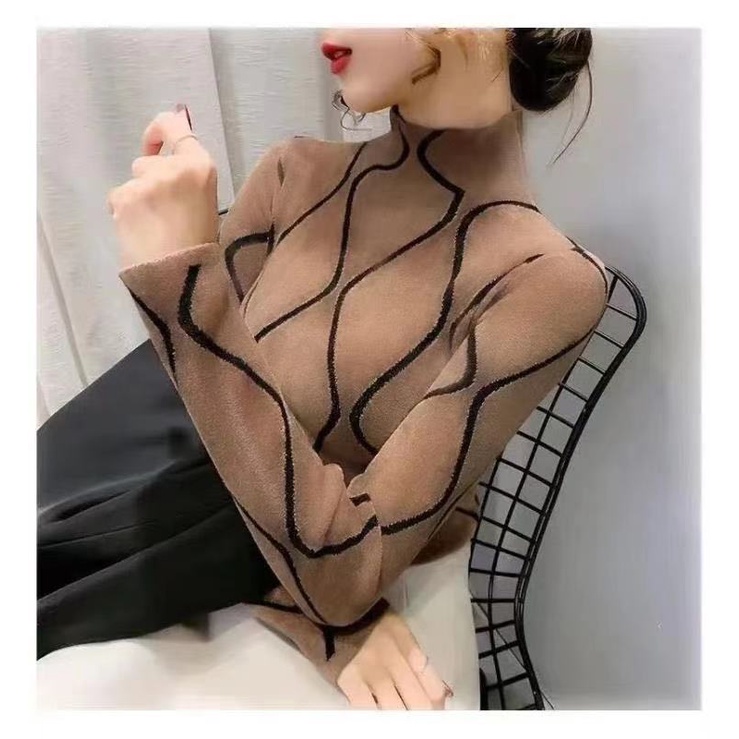 Áo Kiểu Cổ Cao Dày Dặn Ấm Áp Phong Cách Phương Tây