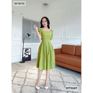 Đầm xẻ tà xếp ly eo BEMINE MT5269XANHBO