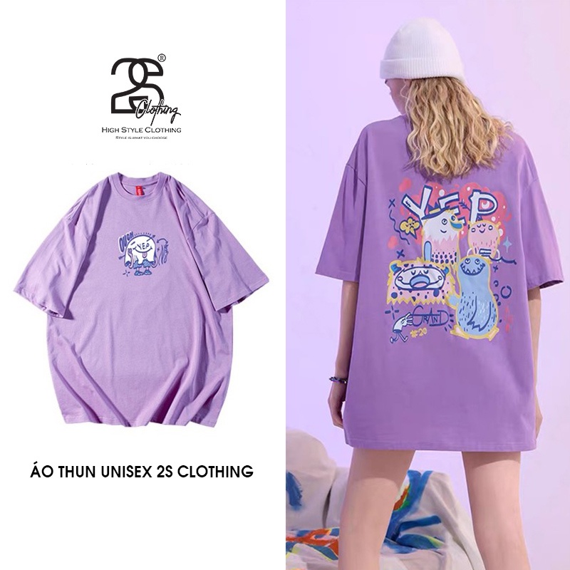 Áo Thun Freesize Co Giãn 2S Clothing, Áo Phông Nữ Form Rộng Unisex Giá Rẻ In Hình Dễ Thương DK65