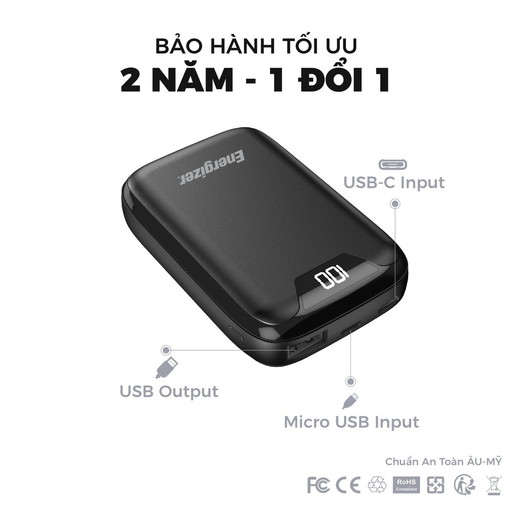 Sạc dự phòng Energizer 10,000mAh /3.7V Li-Polymer - UE10042BK