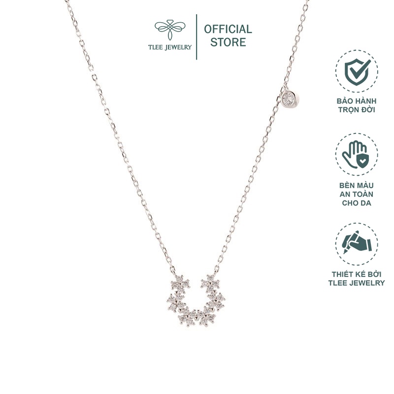 Dây chuyền bạc nữ TLEE hoa kết cong nữ tính nạm đá cao cấp TleeJewelry D0120