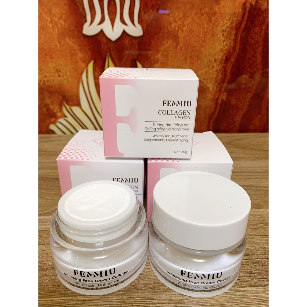 Combo 3 Kem Dưỡng Trắng Dưỡng Ẩm Chống Nắng Collagen Sữa Non 7Days Femmiu Chính Hãng