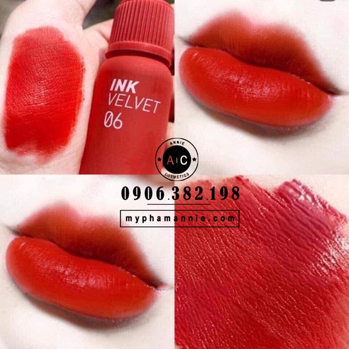 Son kem lì Peripera Ink Velvet Tint 2019 màu 06 Prudy Red – Đỏ cam