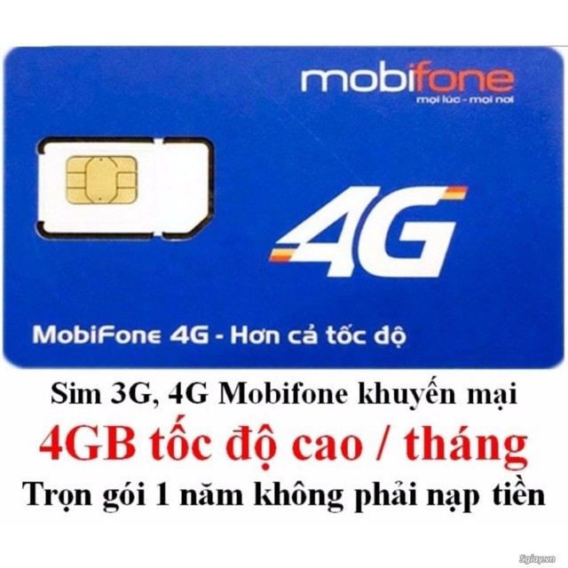 miễn phí 1 năm - Sim 4g mobifone tặng 4gb/tháng không nạp tiền