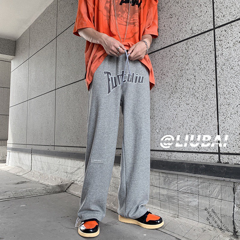 Quần dài thể thao ống rộng phong cách Hàn Quốc thời trang mùa hè năng động cho nam
