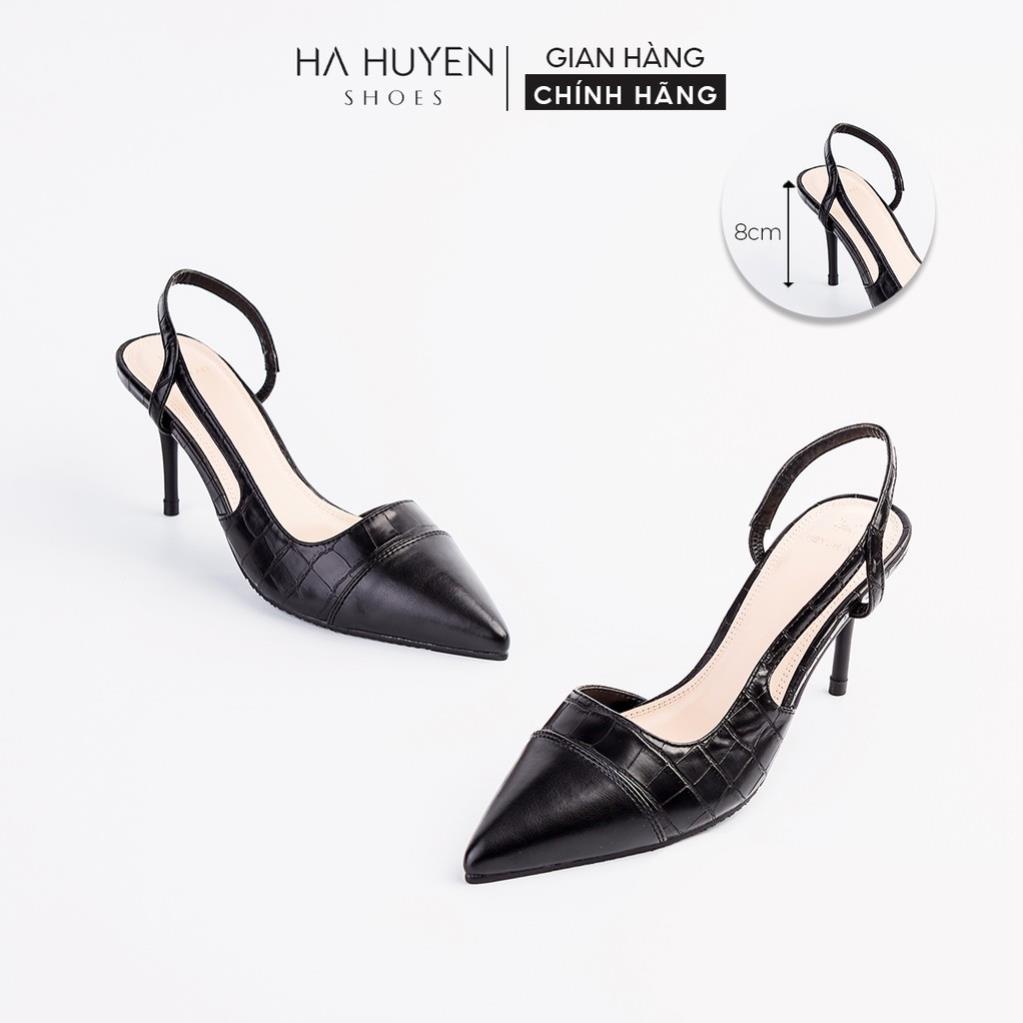 Giày cao gót nữ Hà Huyền Shoes mũi nhọn captoe quai đan hông chân gót nhọn 8 phân - CG490 l;
