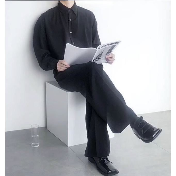 Áo Sơ Mi Nam Dài Tay Màu Trơn Thời Trang Hàn Quốc Simple Fashion lụa  áo nam đẹp phong cách Hàn Quốc áo sơ mi Trắng Bigsize Thời Trang Nam