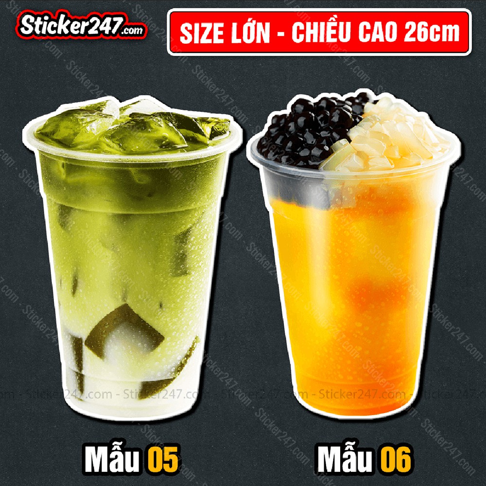 Sticker trà sữa khổ lớn hình siêu thực 𝑭𝒓𝒆𝒆𝒔𝒉𝒊𝒑 trang trí decor quán cà phê, trà sữa, quán ăn, dán tường, quầy, kính