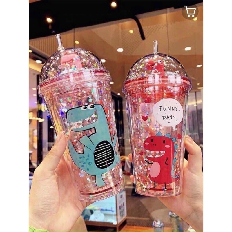 Ly 2 lớp giữ nhiệt MẪU KHỦNG LONG SIÊU CƯNG