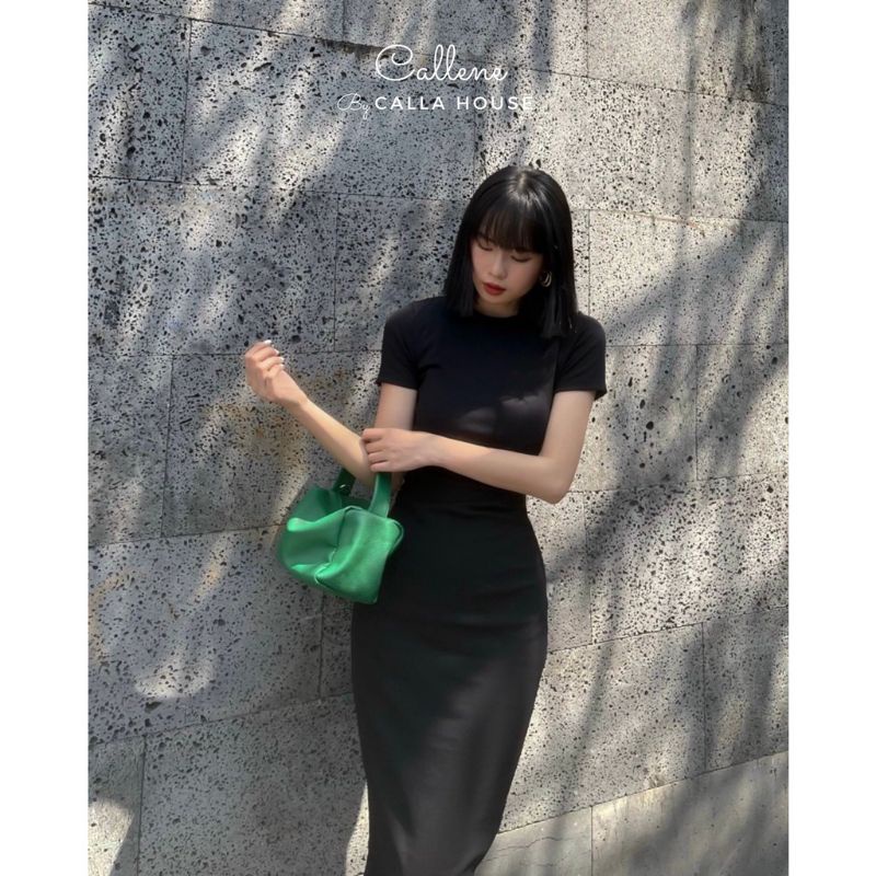 Đầm body cổ tròn vải thun borip xịn