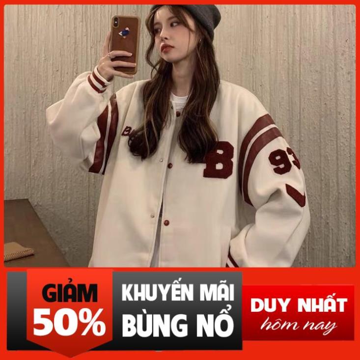 Áo bomber nữ form rộng Áo khoác bomber nữ form rộng nỉ kiểu bóng chày unisex hàn quốc ulzzang học sinh sinh viên un Đẹp