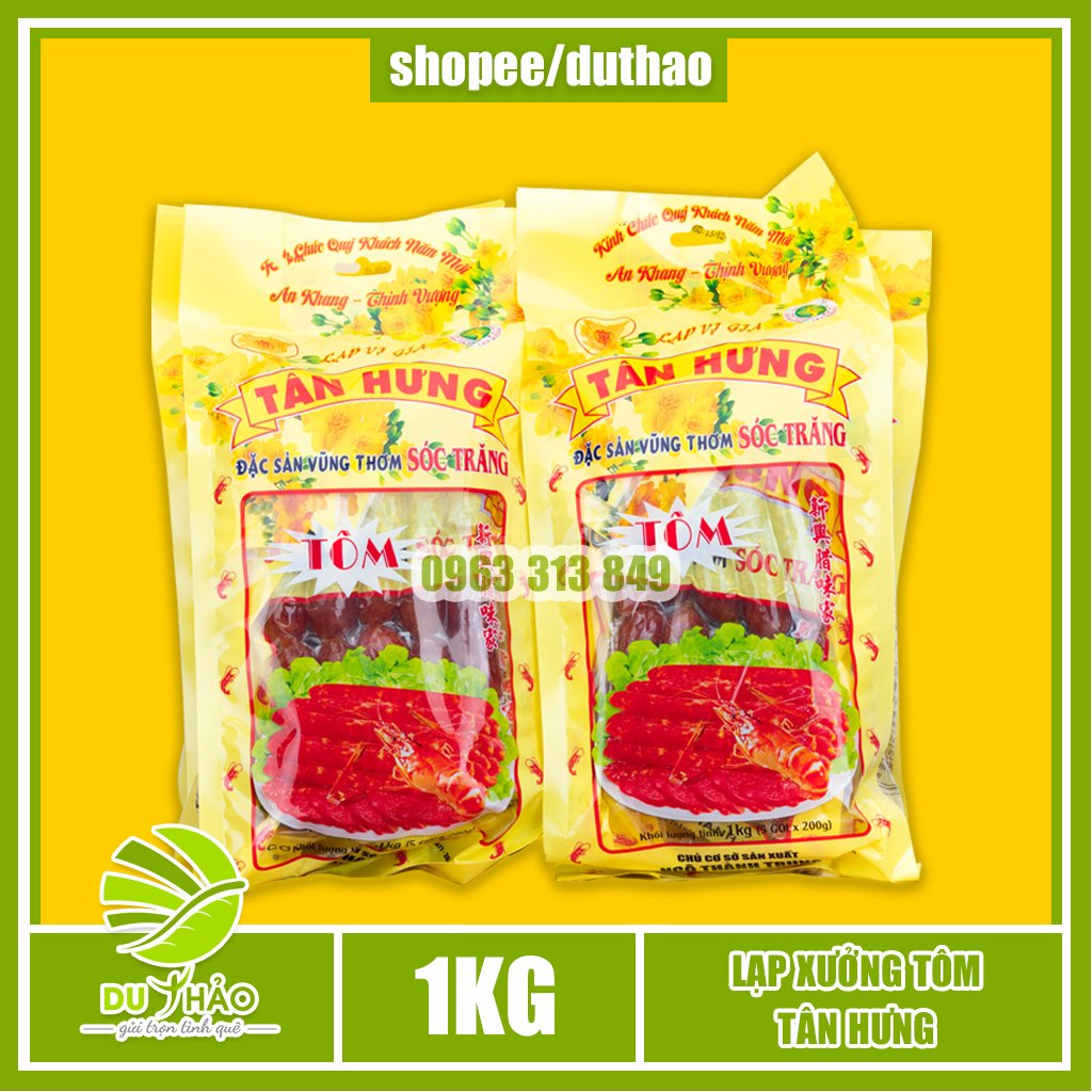 1kg lạp xưởng tôm Tân Hưng có 5 gói 200gr hút chân không, lạp xưởng Sóc Trăng vị mai quế lộ, lạp xưởng miền tây