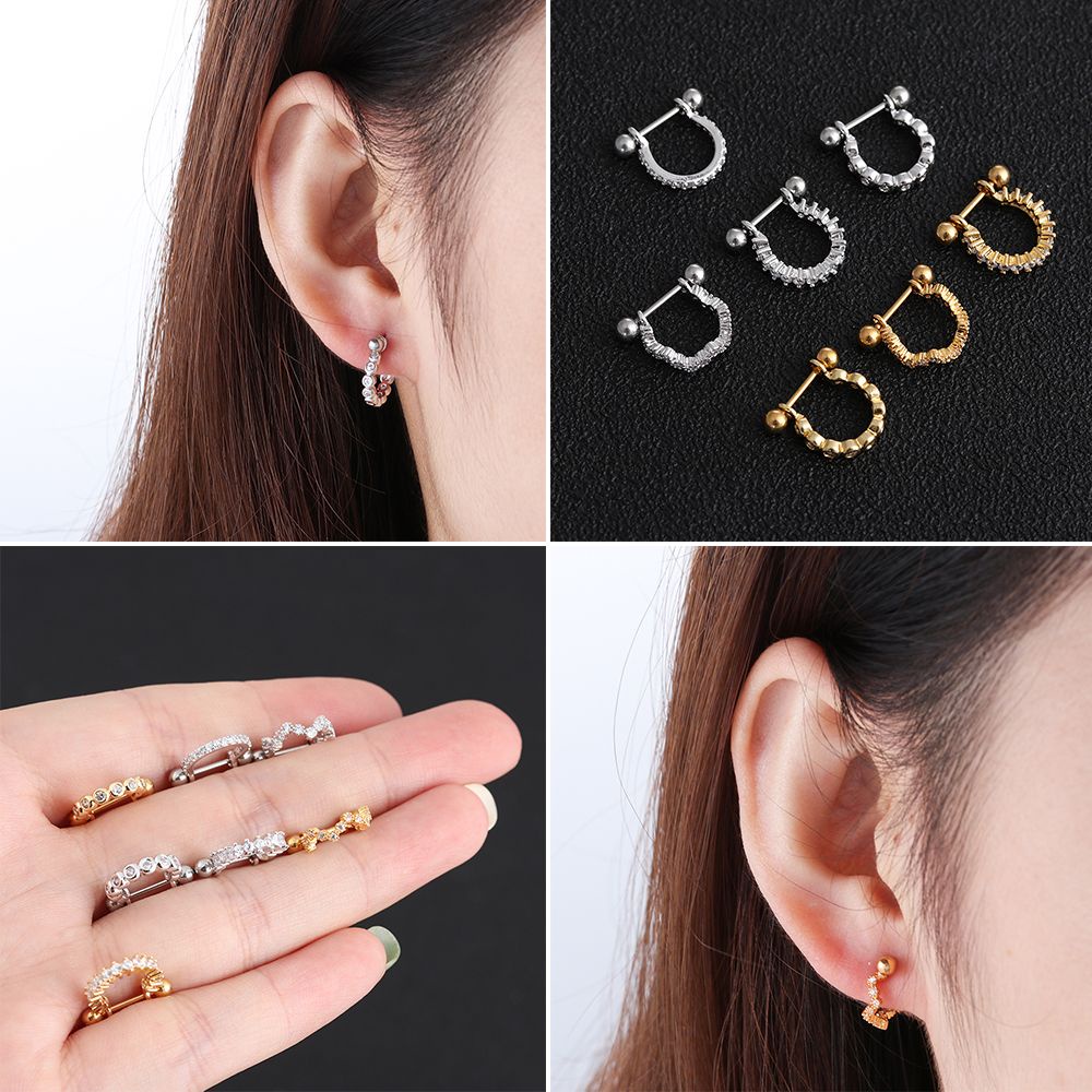 Khuyên xỏ sụn tai bằng thép y tế nhiều màu sắc thời trang cho nữ