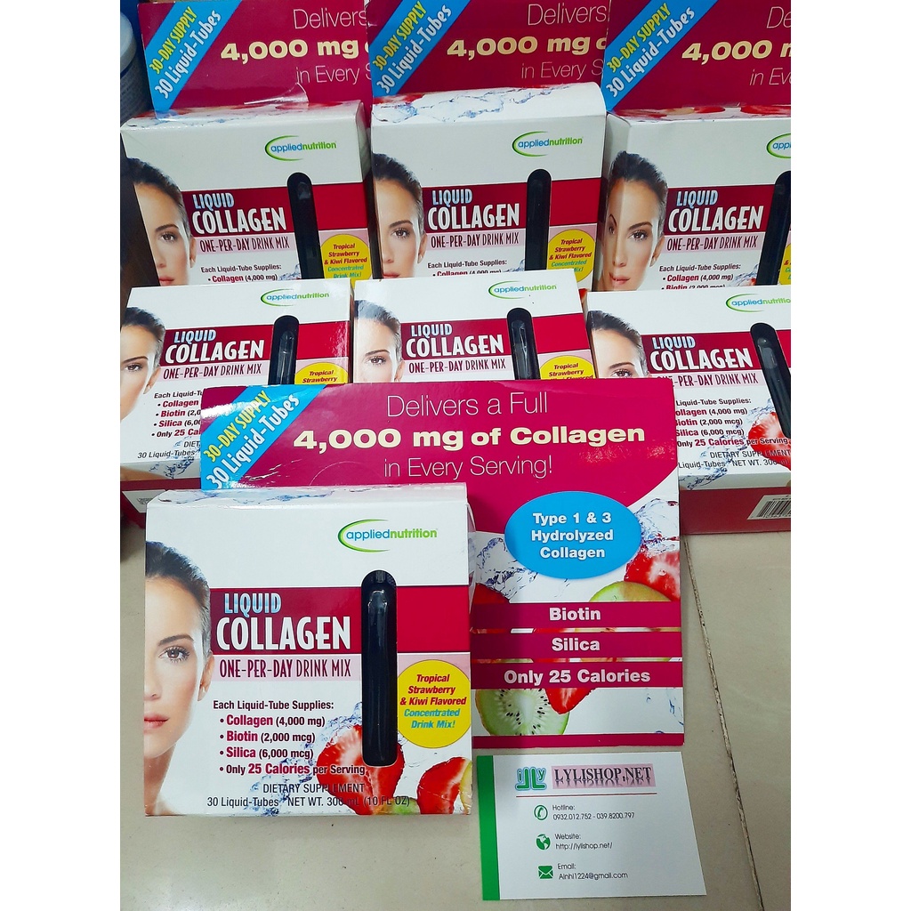 [chuẩn mỹ date 6/2024] Nước liquid collagen biotin 4000 mcg hộp 30 ống vị dâu kiwi từ mỹ - trẻ hóa da, căng da
