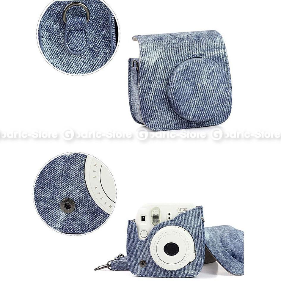 Túi Da Denim Đựng Máy Ảnh Fujifilm Polaroid Instax Mini 8 & 9