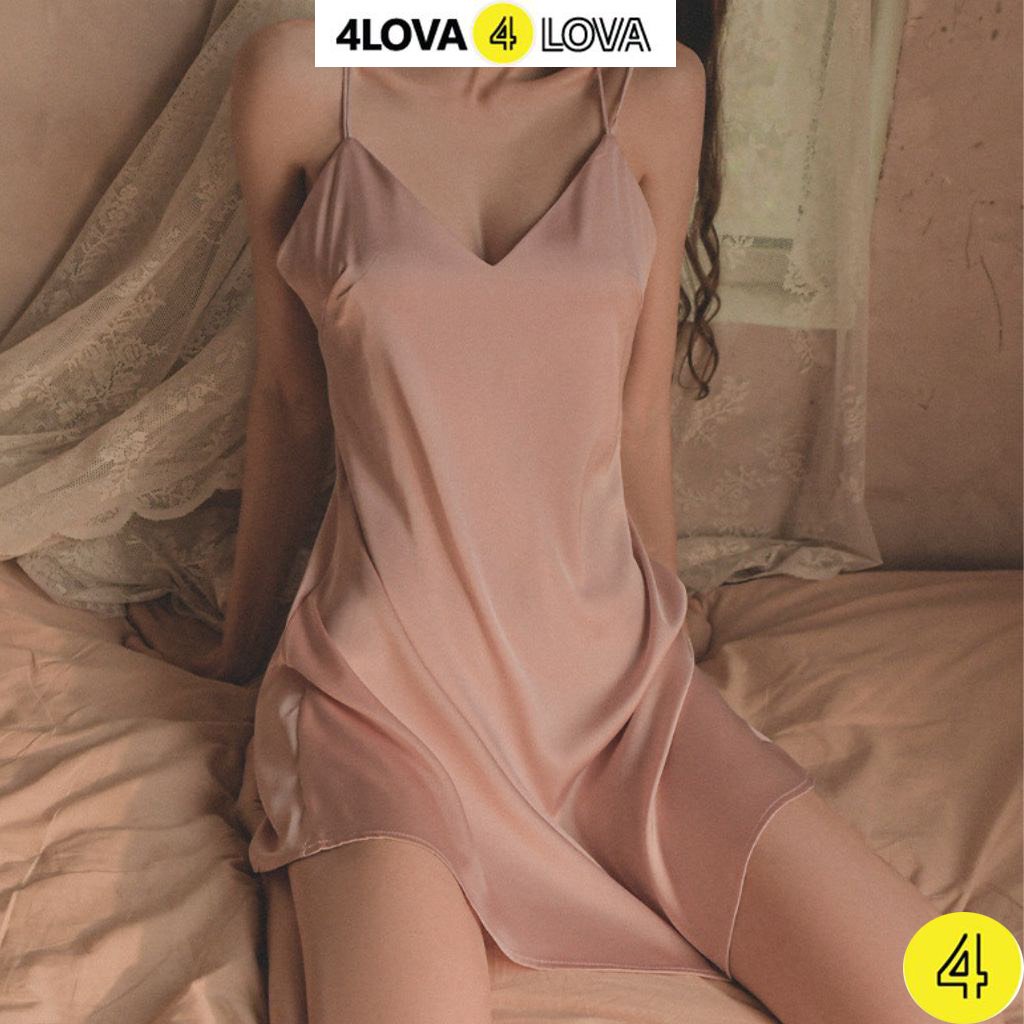 Váy ngủ 2 dây sexy 4LOVA chất liệu lụa ngọc trai cao cấp mềm mại thiết kế hở lưng quyến rũ EVA.VN3 | BigBuy360 - bigbuy360.vn