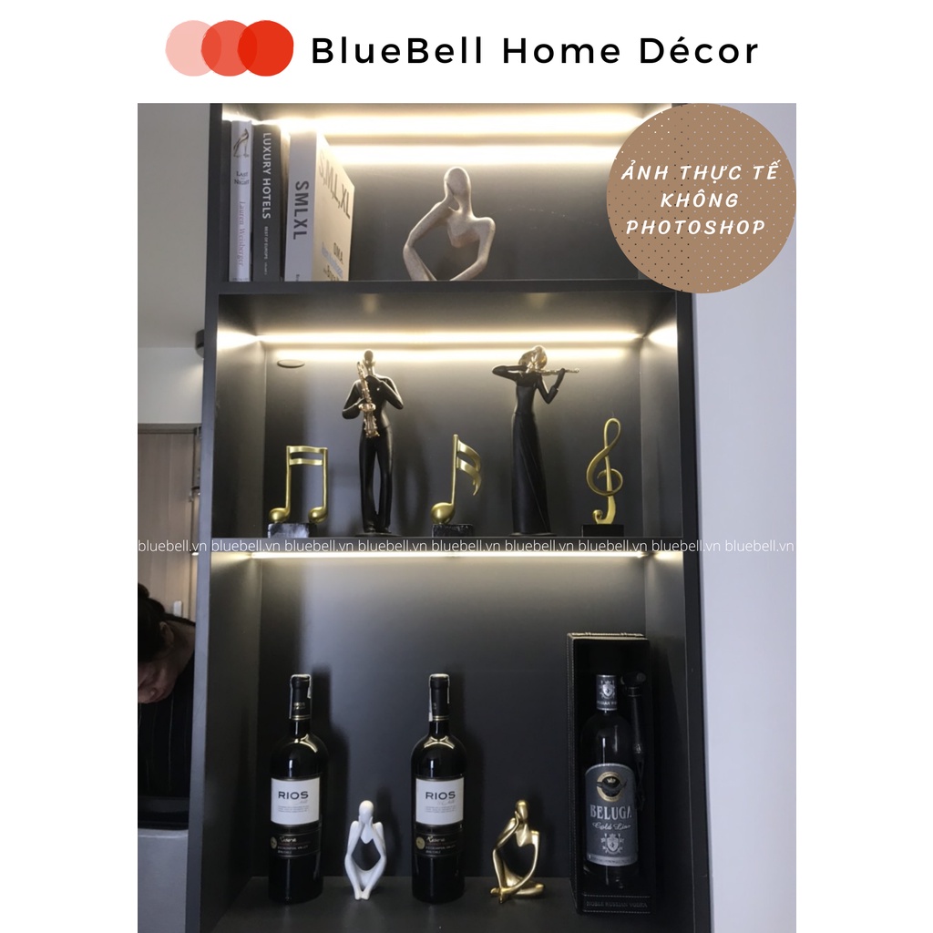 Set Tượng, Mô Hình 3 Nốt Nhạc Mạ Vàng Trang Trí Decor Kệ, Bàn Làm Việc Phong Cách Bắc Âu BlueBell