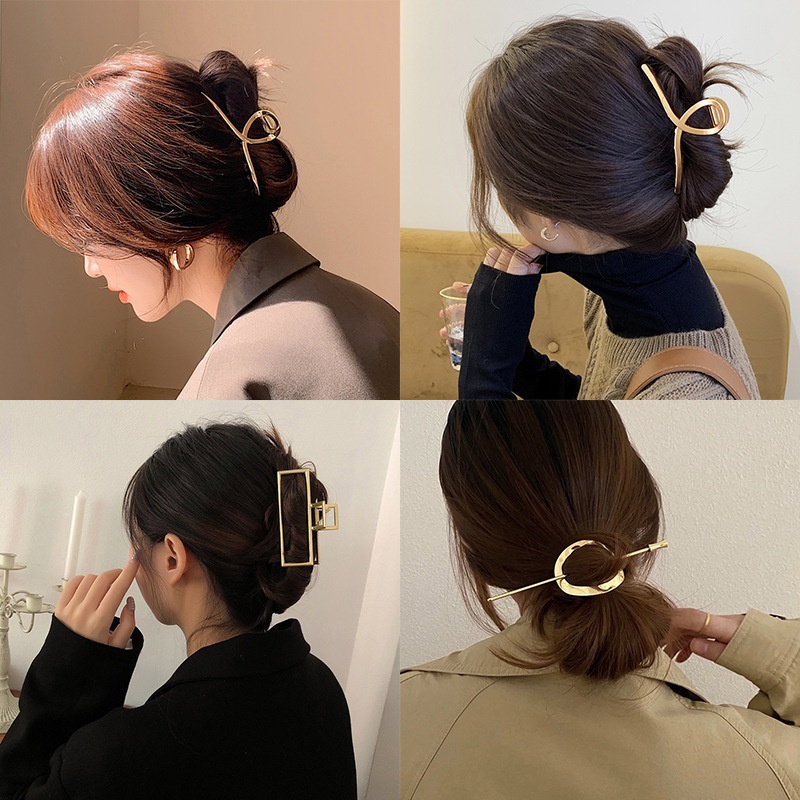 Haimeikang Kẹp tóc kim loại đơn giản phong cách Hàn Quốc thời trang dành cho nữ