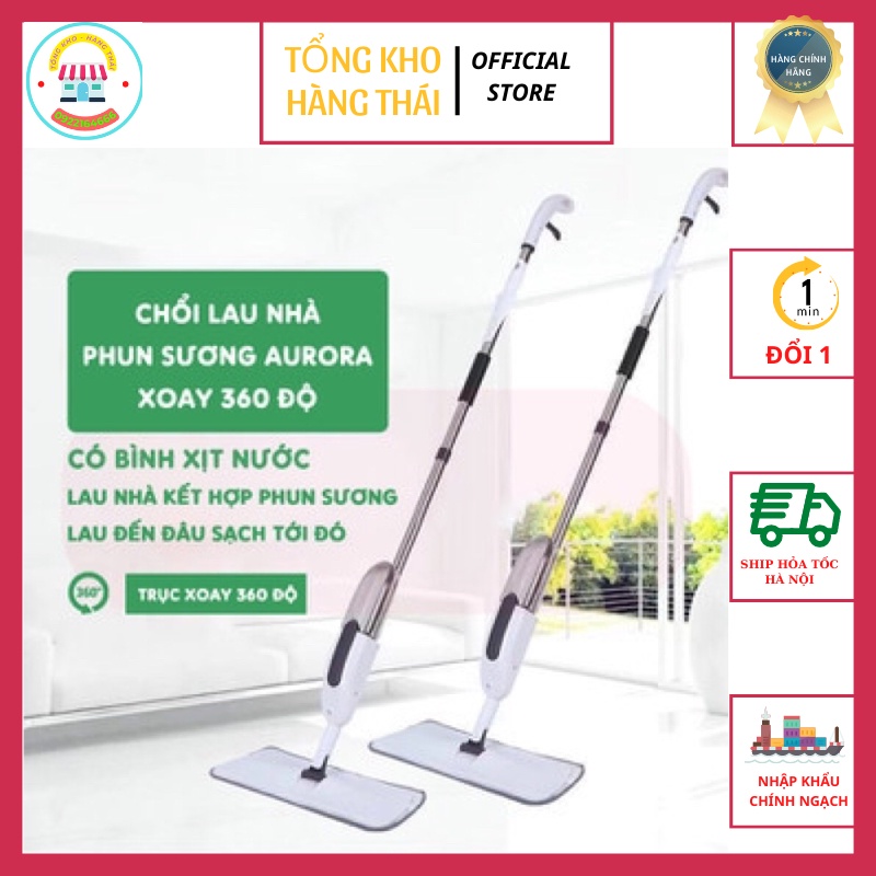 Cây Lau Nhà Thông Minh Phun Sương AURORA Cao Cấp - Chổi Lau Nhà 360 Độ Kiểu Dáng Gọn Gàng, Đa Năng ( SP002357)