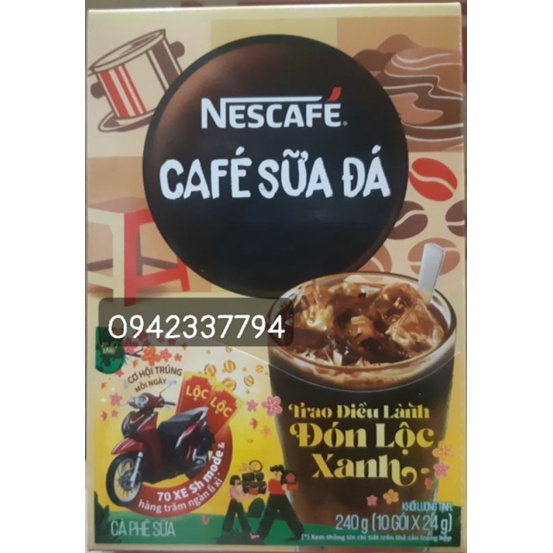 Hộp 10 gói x 24g Cà Phê Hòa Tan NESCAFÉ 3in1 Cà Phê Sữa Đá mới