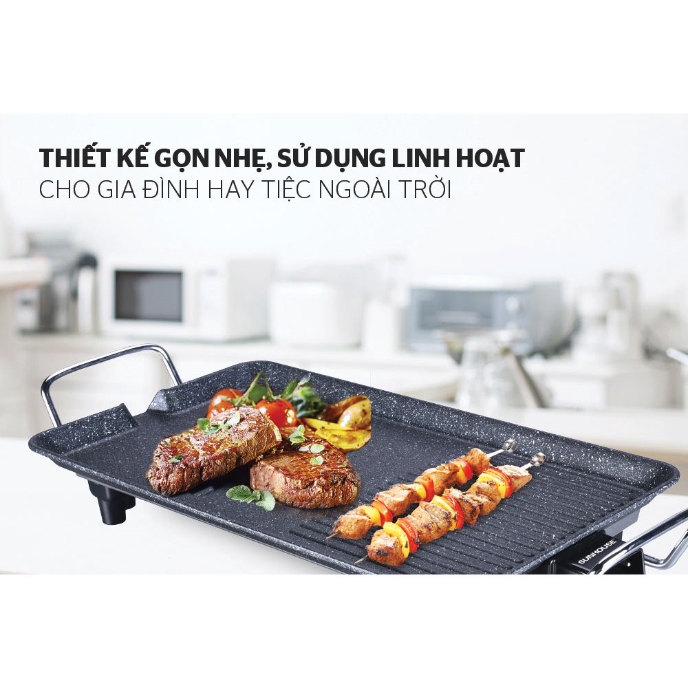 Bếp nướng điện Sunhouse, lò nường điện không khói, khay nướng chống dính cao cấp bao test 7 ngày