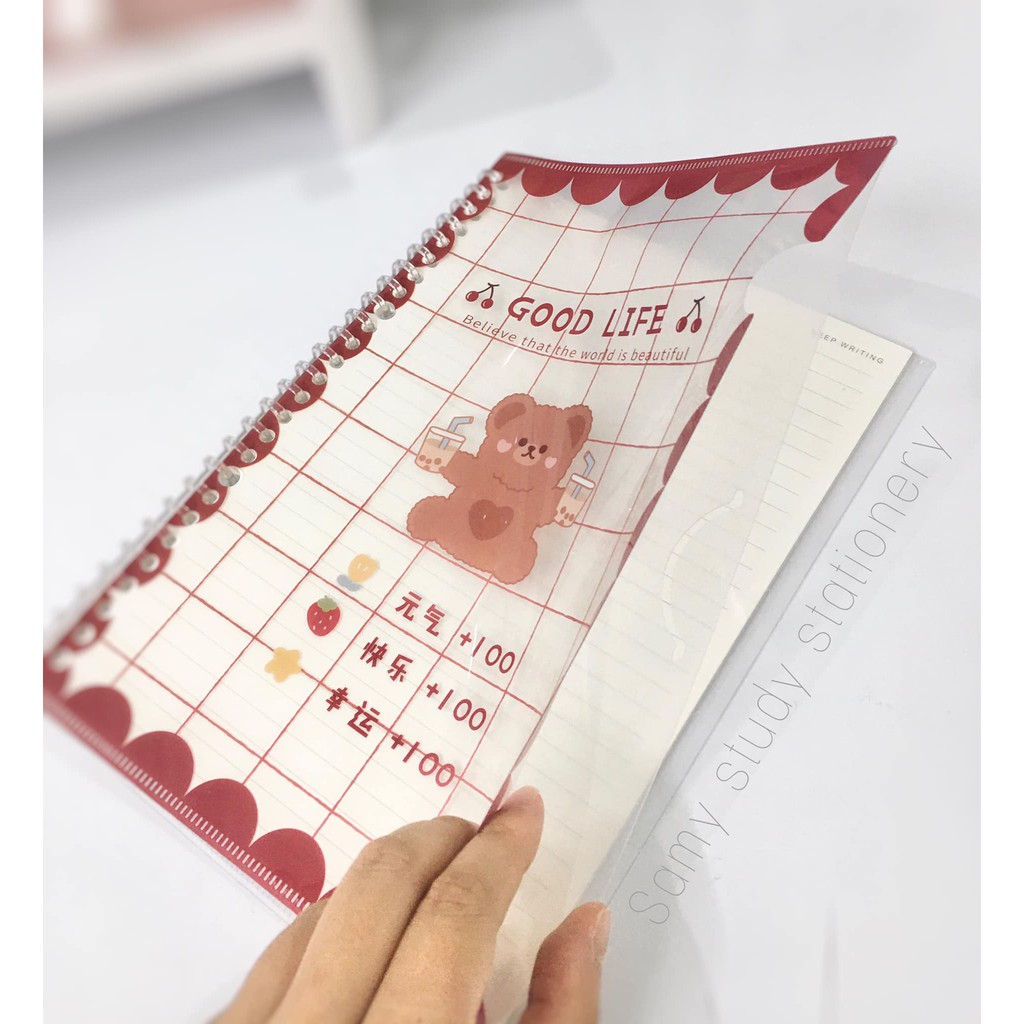 Binder 26 Lỗ Gấu Teddy Size B5 Xinh Xắn Đáng Yêu Nhiều Mẫu Chọn Lựa Đã Kèm Sẵn Giấy - Có thể mở còng thêm giấy