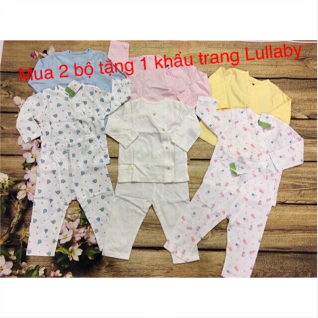 Bộ dài tay bé trai/gái cài lệch lullaby 1M-18M