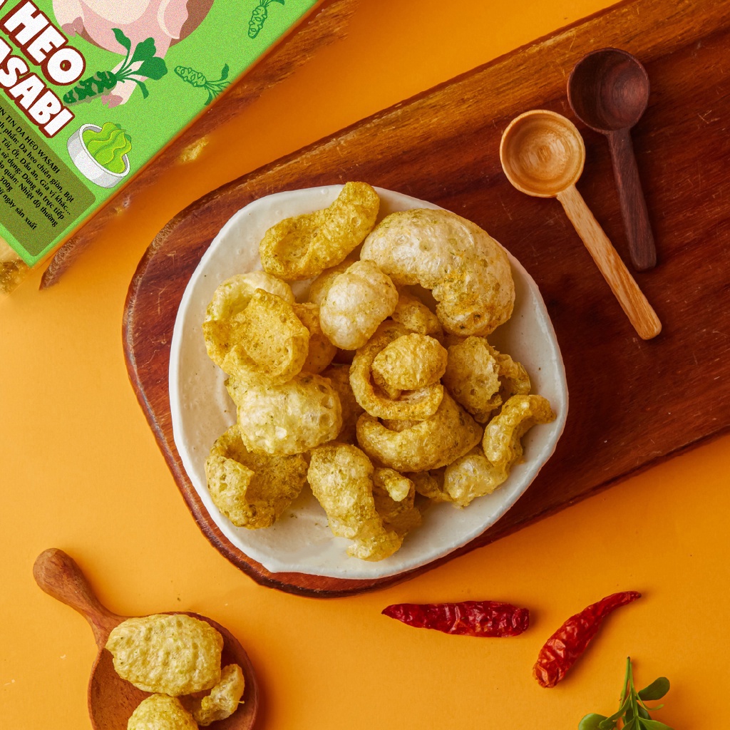 Da heo wasabi TinTin hũ pet150g, da heo giòn, gia vị đậm đà, đồ ăn vặt 3 miền, vừa ngon vừa rẻ | BigBuy360 - bigbuy360.vn