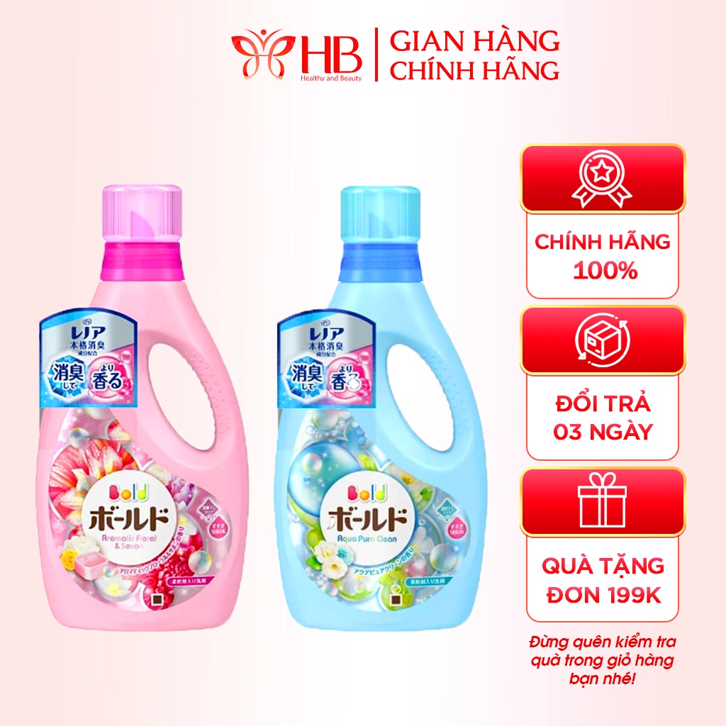 Nước Giặt Gel Bold Chai 850g (Đủ Màu) hàng nội địa Nhật Bản