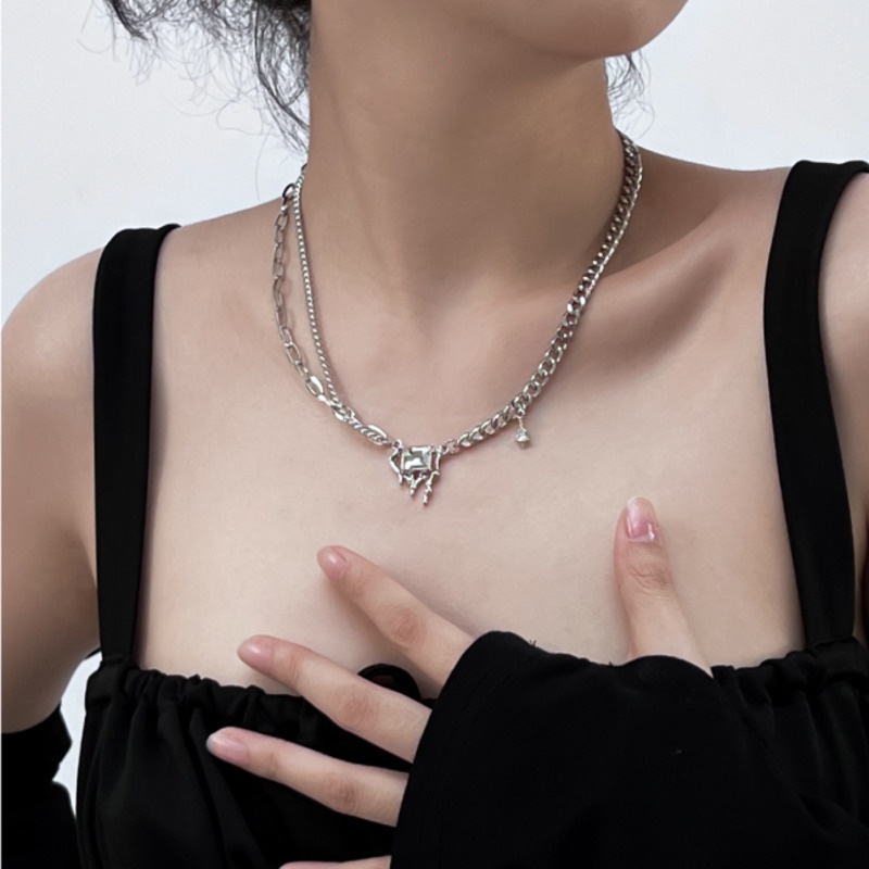 Vòng cổ Đính Đá Hình Giọt Nước Phong Cách Hip Hop Sang Trọng