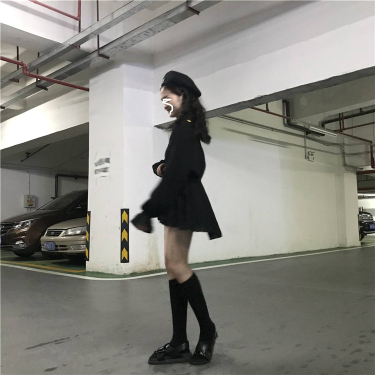Xiaozhainv Váy tay dài bằng cotton cổ chữ V phong cách Hàn Quốc hợp thời trang cho phái nữ | BigBuy360 - bigbuy360.vn
