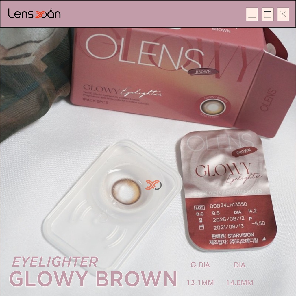 KÍNH ÁP TRÒNG EYELIGHTER GLOWY BROWN của OLENS: LENS NÂU PHỦ BÓNG MIX 3 DẢI MÀU TỰ NHIÊN| LENS XOẮN