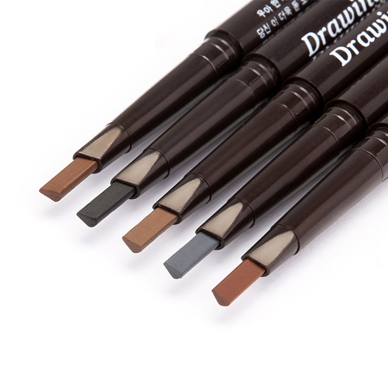 Bút Chì Kẻ Lông Mày Hai Đầu Xoay Tự Động Chống Nước Chống Mồ Hôi Không Lem Có Đầu Cọ Chải