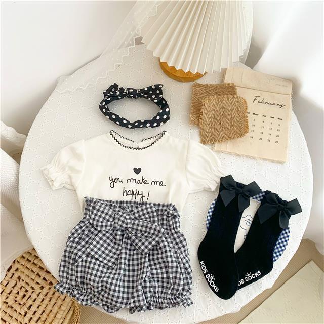 Bộ Áo Thun + Quần Short Viền Ren Thời Trang Mùa Hè Cho Bé Gái 5 Tuổi