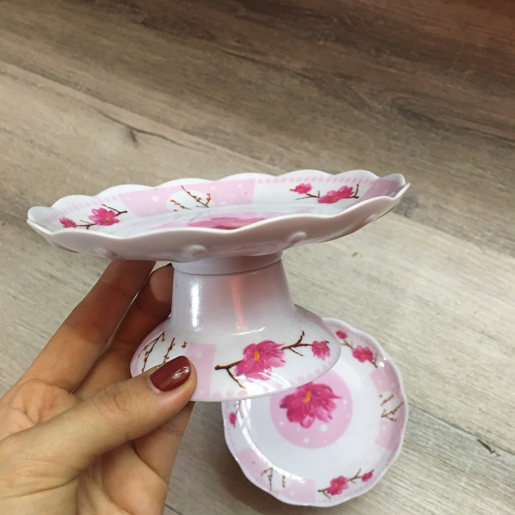 Dĩa trái cây mica Hoa Mẫu đơn15cm, 17cm