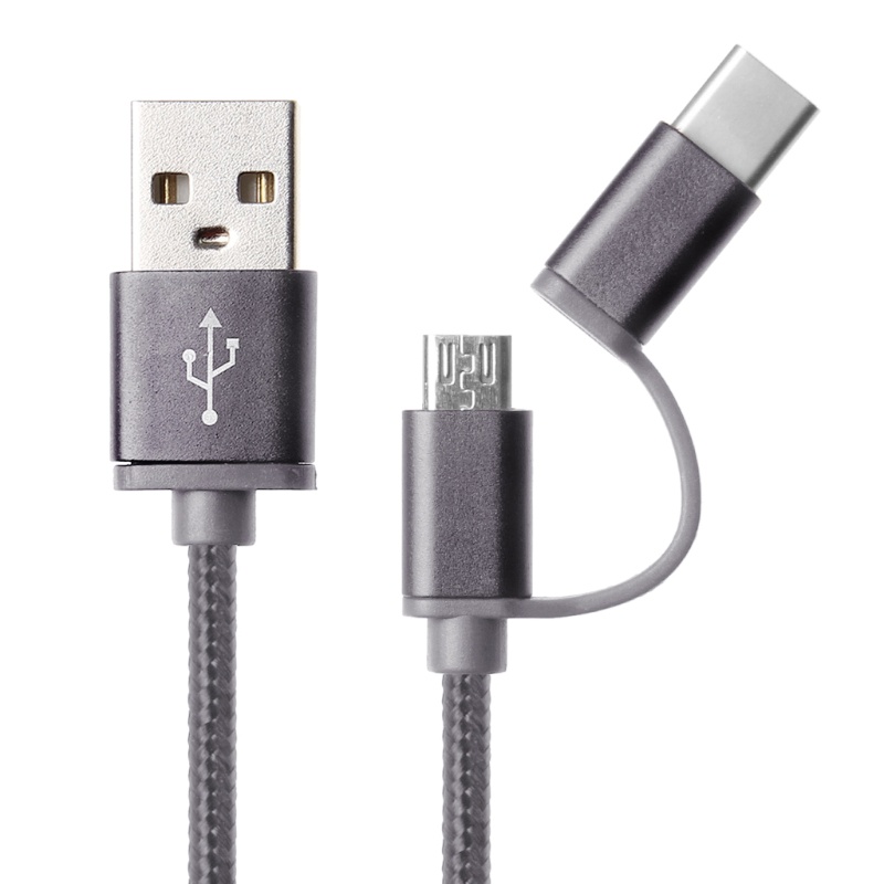 Dây cáp sạc nhanh 2 trong 1 USB 2.0 đầu cắm sang USB 3.1 Type C Micro USB