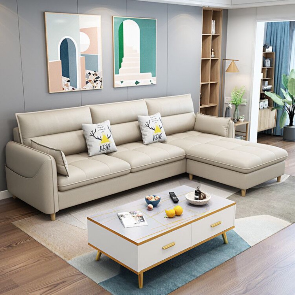 Ghế sofa góc L bọc da Adora cho phòng khách - Bảo hành: 2 năm