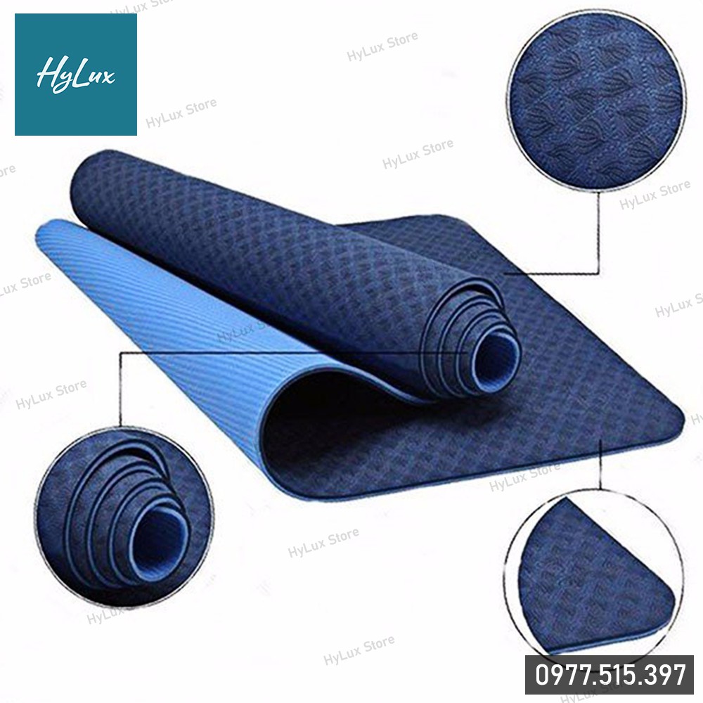 Thảm Tập Yoga TPE 2 lớp 6mm Cực XỊn - Thảm Tập Gym Định Tuyến 6 Màu (Kèm ảnh chụp thật)