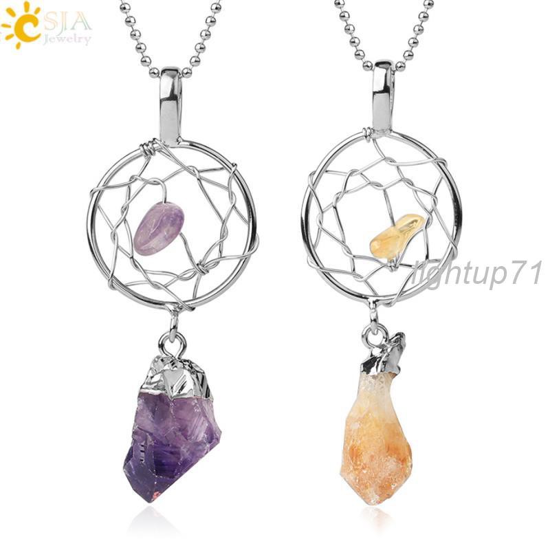 Dây Chuyền Mặt Dreamcatcher Đính Đá Pha Lê Tự Nhiên